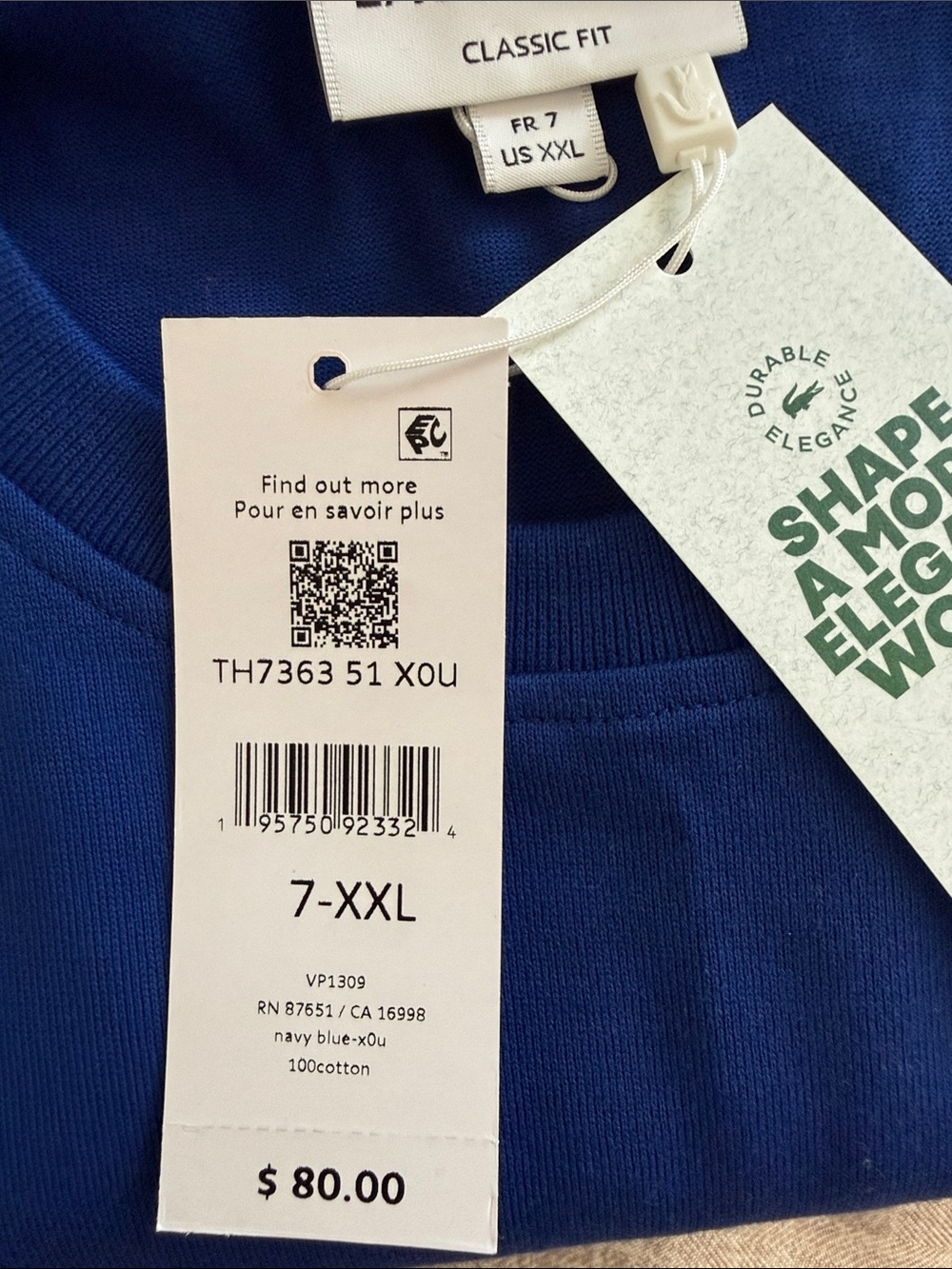 Lacoste Royal Blue Crewneck Tee with Tennis Logo - Picture 4 of 4